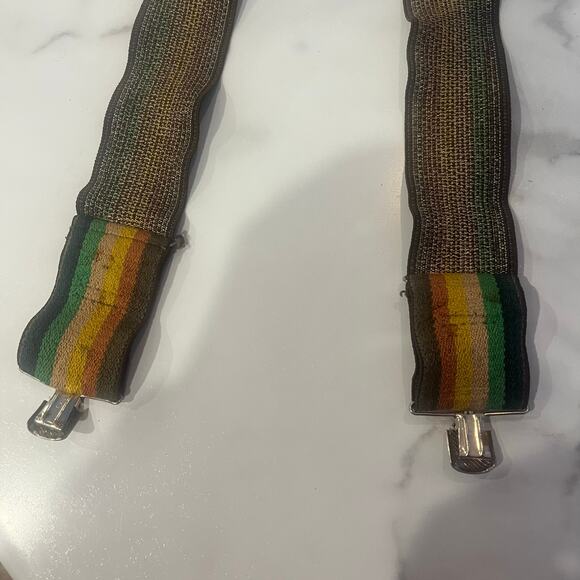 Vintage Rainbow Suspenders Adjustable 4 clip Dark Muted Colorful LGBTQ Pride OS - Picture 6 of 7
